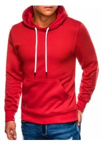 Ombre Clothing - Bluza męska z kapturem BASIC - czerwona B979 - L. Typ kołnierza: kaptur. Kolor: czerwony. Materiał: bawełna, poliester. Styl: klasyczny #5