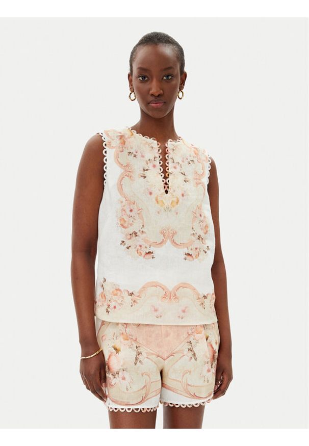 TwinSet - TWINSET Bluzka 251TT2442 Beżowy Regular Fit. Kolor: beżowy. Materiał: len