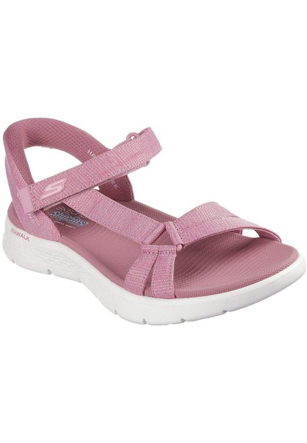 skechers - Sandały Skechers Go Walk Flex Sandal, Kobiety. Kolor: różowy. Materiał: materiał