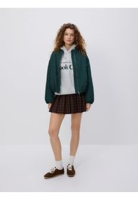 Reserved - Spódnica mini w kratę - ciemnobrązowy. Kolor: brązowy. Materiał: wiskoza, tkanina #1