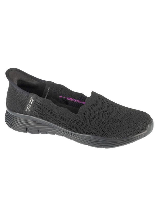 skechers - Buty sportowe Sneakersy damskie, Slip-ins: Seager - Believe It. Kolor: czarny. Sport: turystyka piesza