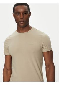 Calvin Klein T-Shirt K10K112724 Beżowy Slim Fit. Kolor: beżowy. Materiał: bawełna