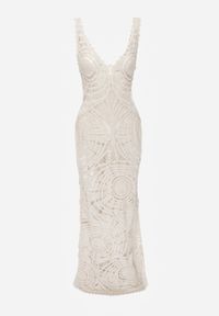 Born2be - Beżowa Sukienka Plażowa z Bawełny Ozdobiona Szydełkowym Wzorem Delomare. Okazja: na plażę. Kolor: beżowy. Materiał: bawełna. Wzór: aplikacja. Sezon: lato. Styl: elegancki, wakacyjny #8