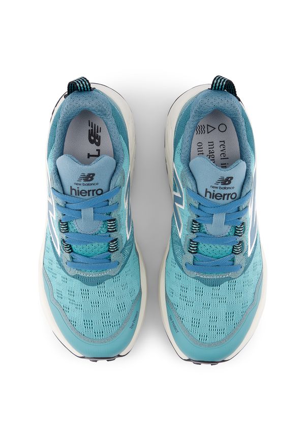 Buty damskie New Balance Fresh Foam X Hierro v9 WHIER6LA – niebieskie. Kolor: niebieski. Materiał: materiał, syntetyk. Szerokość cholewki: normalna. Sport: fitness, bieganie