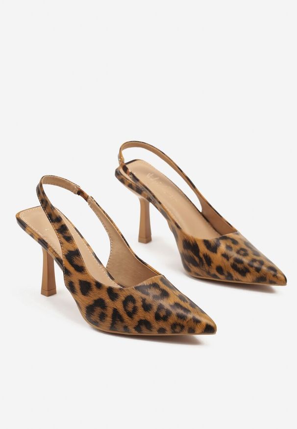 Renee - Panterkowe Sandały na Szpilce Slingback Falithra. Okazja: na co dzień, na imprezę. Materiał: jeans. Sezon: lato. Obcas: na szpilce. Styl: klasyczny, casual