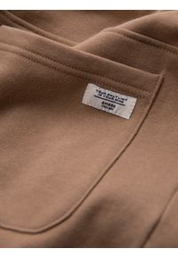 Ombre Clothing - Spodnie męskie dresowe typu jogger - brązowe V2. Okazja: na co dzień. Kolor: brązowy. Materiał: dresówka. Wzór: aplikacja. Styl: casual #3