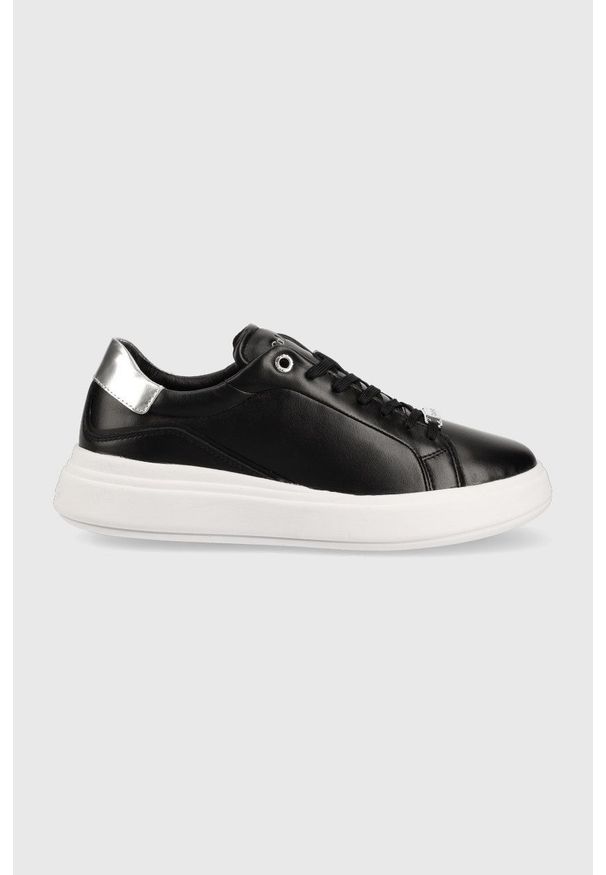 Calvin Klein sneakersy skórzane Gend Neut Lace Up kolor czarny. Nosek buta: okrągły. Zapięcie: sznurówki. Kolor: czarny. Materiał: guma