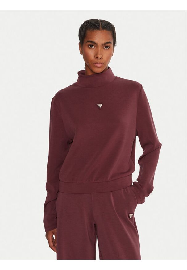 Guess Bluza Olympe V4YQ05 KCAY2 Bordowy Regular Fit. Kolor: czerwony. Materiał: syntetyk