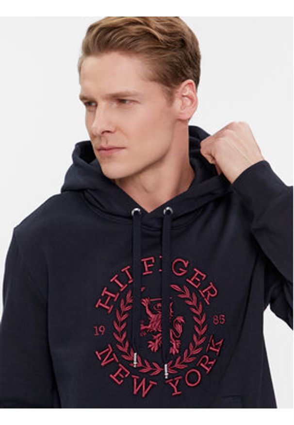 TOMMY HILFIGER - Tommy Hilfiger Bluza Big Icon MW0MW33650 Granatowy Regular Fit. Kolor: niebieski. Materiał: bawełna