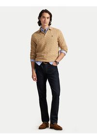 Polo Ralph Lauren Sweter 710974165004 Beżowy Regular Fit. Typ kołnierza: polo. Kolor: beżowy. Materiał: wełna