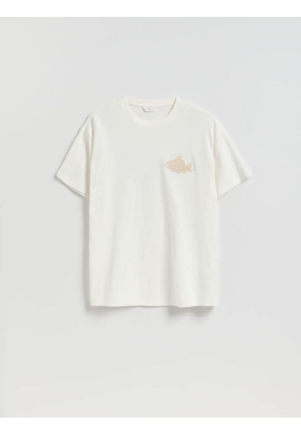 Reserved - T-shirt comfort fit - złamana biel. Materiał: bawełna, dzianina