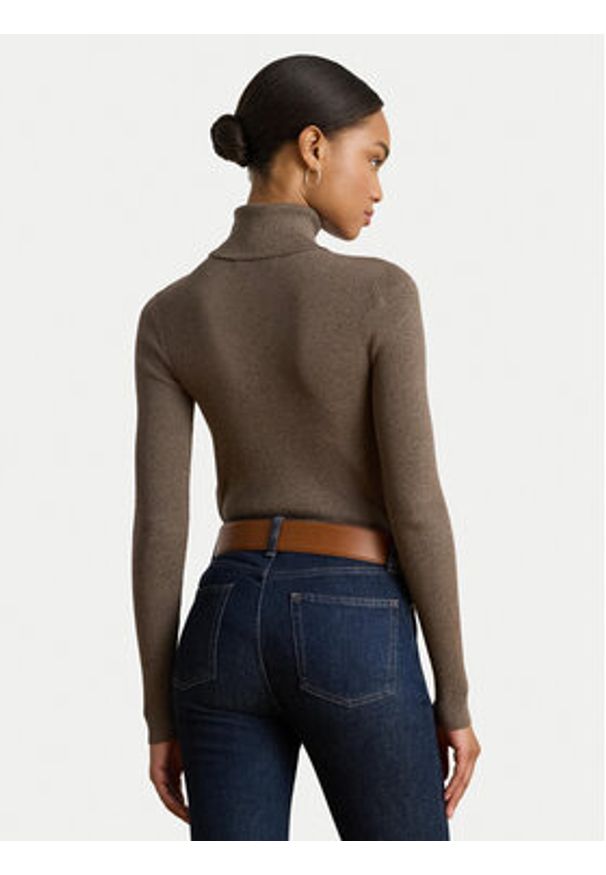 Lauren Ralph Lauren - LAUREN RALPH LAUREN Golf 200643398072 Brązowy Slim Fit. Typ kołnierza: golf. Kolor: brązowy. Materiał: bawełna