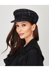 MAISON MICHEL PARIS - Czarna czapka New Abby. Kolor: czarny. Wzór: aplikacja #1