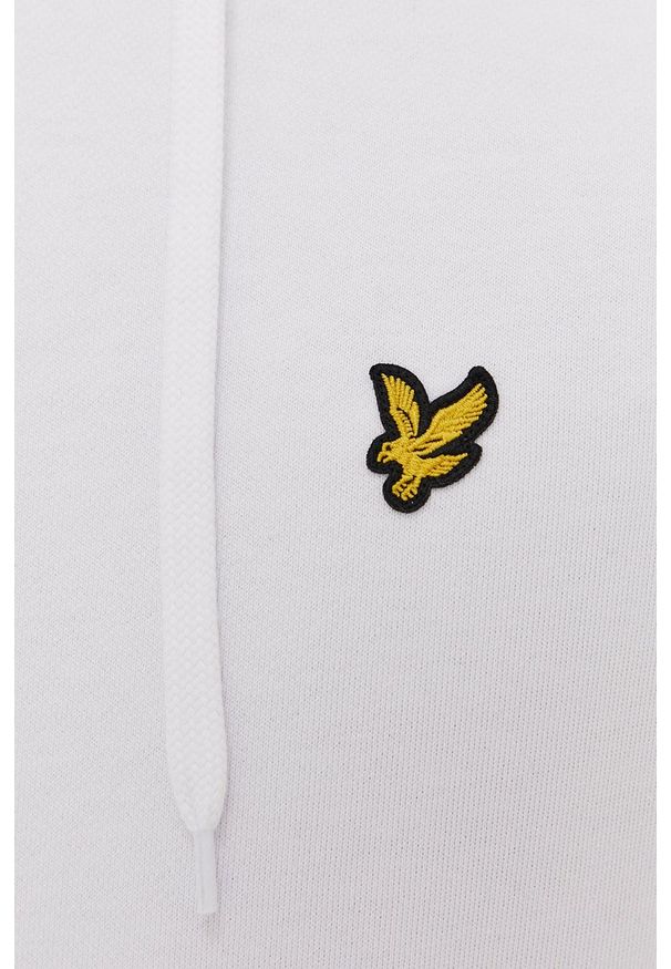 Lyle & Scott Bluza bawełniana męska kolor biały z kapturem gładka. Okazja: na co dzień. Typ kołnierza: kaptur. Kolor: biały. Materiał: bawełna. Wzór: gładki, aplikacja. Styl: casual