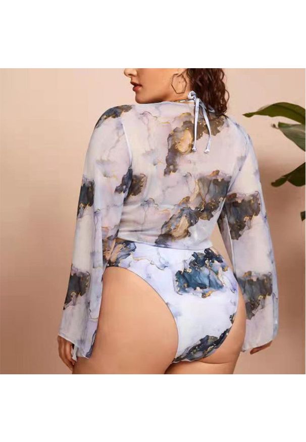Intica - Strój kąpielowy dwuczęściowy z topem z długim rękawem na plażę i basen Mellisent. Kolor: wielokolorowy. Materiał: materiał. Długość: długie