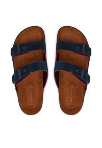 TOMMY HILFIGER - Tommy Hilfiger Klapki Cork Adjustable Suede Sandal FM0FM05869 Granatowy. Kolor: niebieski. Materiał: skóra, zamsz #4