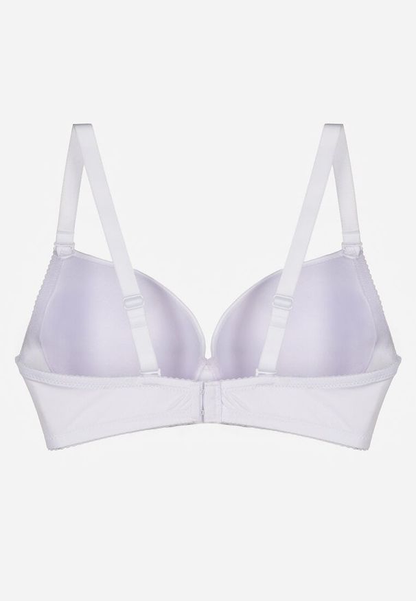 Born2be - Biały Gładki Biustonosz Zdobiony Kokardką Ocerien. Kolor: biały. Materiał: koronka. Wzór: aplikacja, gładki