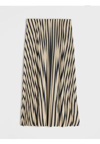 Sinsay - Plisowana spódnica midi w paski - czarny. Kolor: czarny. Wzór: paski #1