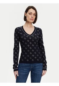 Guess Sweter W5GR07 Z3D60 Granatowy Regular Fit. Kolor: niebieski. Materiał: wiskoza