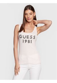 Guess Top W3RP07 K1814 Różowy Slim Fit. Kolor: różowy. Materiał: bawełna