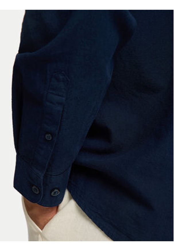 Selected Homme Koszula 16078867 Granatowy Slim Fit. Kolor: niebieski. Materiał: bawełna