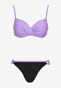 Born2be - Fioletowe Bikini Biustonosz z Marszczeniem i Majtki Typu Figi Sepeneva. Kolor: fioletowy
