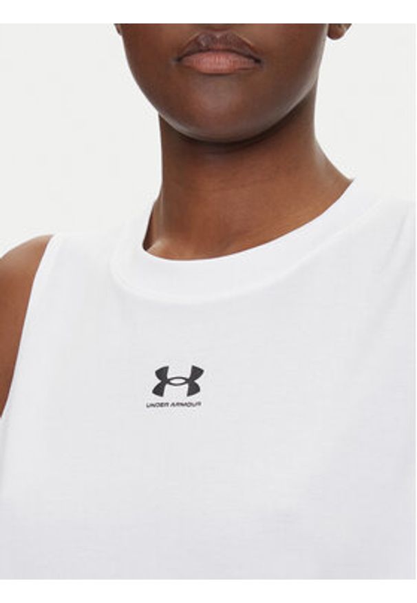 Under Armour Koszulka techniczna Rival Muscle 1383659 Biały Regular Fit. Kolor: biały. Materiał: bawełna