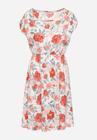 Born2be - Czerwona Kwiatowa Sukienka z Bawełną o Rozkloszowanym Kroju Mavelione. Okazja: na co dzień. Kolor: czerwony. Materiał: bawełna. Wzór: kwiaty. Typ sukienki: rozkloszowane. Styl: casual, klasyczny #3