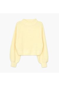 Cropp - Dzianinowy sweter oversize - Żółty. Kolor: żółty. Materiał: dzianina
