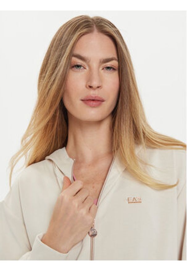 EA7 Emporio Armani Bluza 6DTM25 TJZBZ 1120 Beżowy Relaxed Fit. Kolor: beżowy. Materiał: syntetyk
