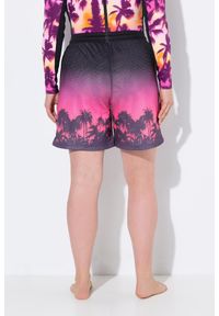 ULLA POPKEN - Damskie Szorty sportowe siateczka palmy szeroka nogawka elastyczny pas. Kolekcja: plus size. Kolor: czarny. Materiał: poliester, materiał. Długość: krótkie