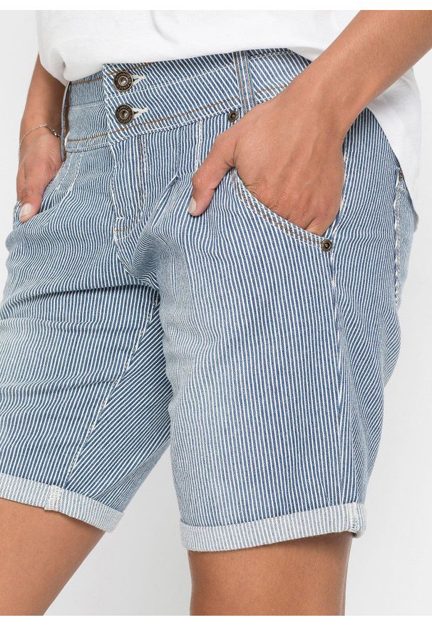 bonprix - Krótkie spodenki dżinsowe. Kolor: niebieski. Długość: krótkie