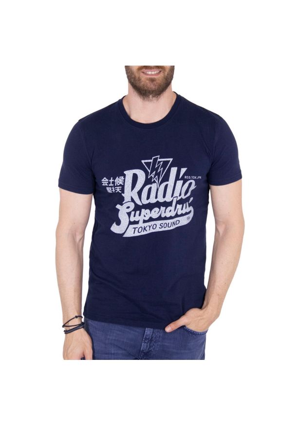 Koszulka turystyczna męska Superdry Chromatic Tee. Kolor: niebieski. Materiał: bawełna. Wzór: nadruk. Sport: turystyka piesza