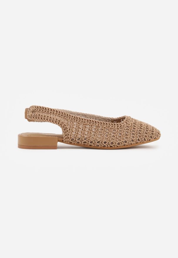 Renee - Ciemnobeżowe Balerinki Slingback VICES z Cholewką z Plecionki Lilinova. Kolor: beżowy. Materiał: len. Szerokość cholewki: normalna. Styl: boho, elegancki