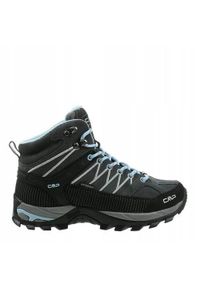 Buty trekkingowe damskie CMP Rigel Mid. Zapięcie: sznurówki. Kolor: wielokolorowy, czarny, szary. Materiał: materiał, skóra, syntetyk. Szerokość cholewki: normalna