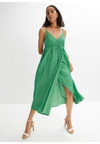bonprix - Sukienka midi. Kolor: zielony. Sezon: lato. Długość: midi