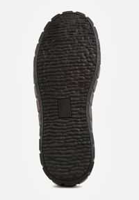 Renee - Czarne Sneakersy VICES na Tłoczonej Podeszwie w Stylu Chunky Myninis. Okazja: na co dzień. Kolor: czarny. Materiał: skóra, koronka. Obcas: na platformie #7