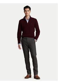 Polo Ralph Lauren Sweter 710876766007 Bordowy Regular Fit. Typ kołnierza: polo. Kolor: czerwony. Materiał: wełna #2