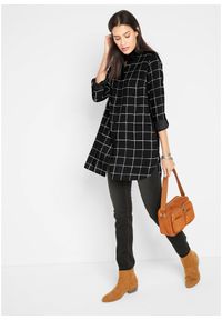 bonprix - Długa bluzka w kratę z kieszeniami. Kolor: czarny. Długość: długie #3