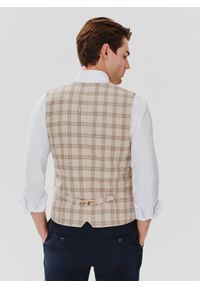 Pako Lorente - PAKO LORENTE – Jednorzędowa kamizelka męska w kratę. Materiał: wełna, poliamid #6