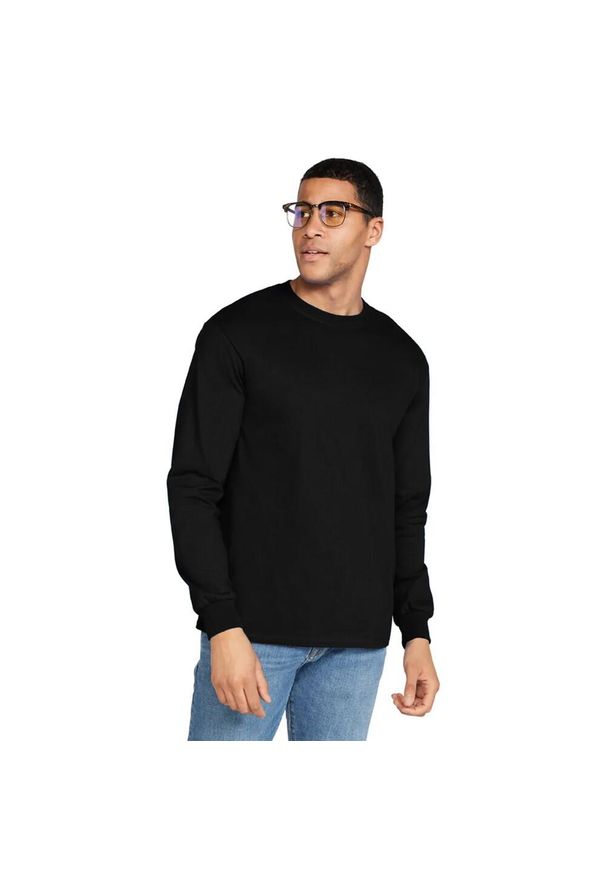 GILDAN - Ultra Bawełniana Koszulka Z Długim Rękawem Unisex Dla Dorosłych. Kolor: czarny. Materiał: bawełna. Długość rękawa: długi rękaw. Długość: długie. Sport: turystyka piesza