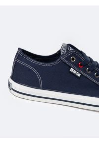 Big-Star - Trampki męskie niskie granatowe JJ174606 403. Okazja: na imprezę, do pracy, na uczelnię. Kolor: niebieski. Materiał: jeans, len, materiał. Styl: klasyczny #9