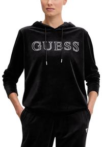 Guess - GUESS Czarna damska bluza z kapturem i cyrkoniami Couture, Rozmiar S. Typ kołnierza: kaptur. Kolor: czarny #2
