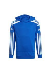 Adidas - Bluza dziecięca z kapturem adidas Squadra 21. Typ kołnierza: kaptur. Kolor: niebieski, wielokolorowy, biały. Sport: piłka nożna