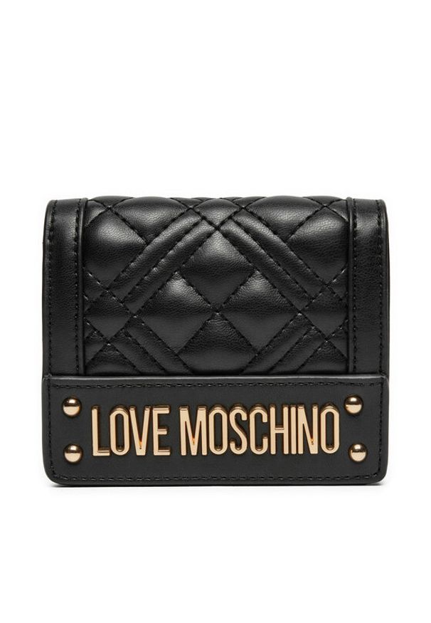 Love Moschino - LOVE MOSCHINO Mały Portfel Damski JC5601PP0LLA0000 Czarny. Kolor: czarny. Materiał: skóra