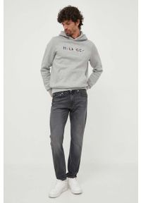 TOMMY HILFIGER - Tommy Hilfiger bluza męska kolor szary z kapturem wzorzysta. Typ kołnierza: kaptur. Kolor: szary. Materiał: bawełna, dzianina. Długość rękawa: długi rękaw. Długość: długie #4