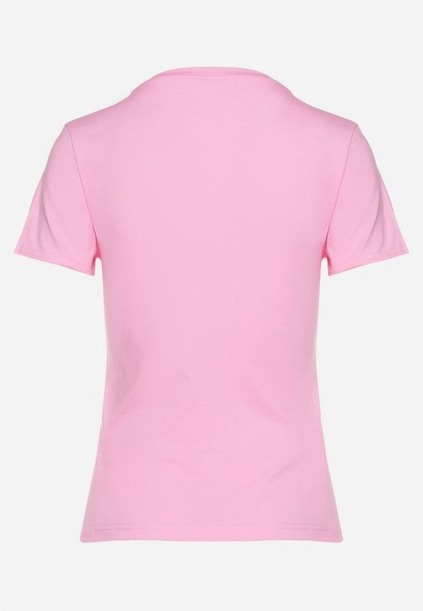 Born2be - Różowy T-shirt z Bawełny z Nadrukiem Pantery Yelfea. Okazja: na co dzień. Kolor: różowy. Materiał: bawełna. Wzór: motyw zwierzęcy, nadruk. Styl: casual, elegancki