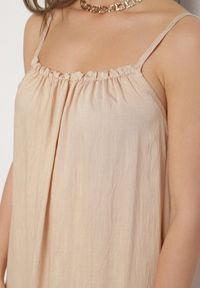 Born2be - Beżowa Rozkloszowana Sukienka z Elastyczną Górą Revielle. Okazja: na co dzień. Kolor: beżowy. Długość rękawa: na ramiączkach. Typ sukienki: rozkloszowane. Styl: casual, klasyczny #7