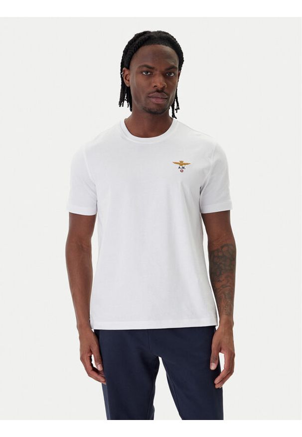 Aeronautica Militare T-Shirt 261TS1580UJ00372 Biały Regular Fit. Kolor: biały. Materiał: bawełna