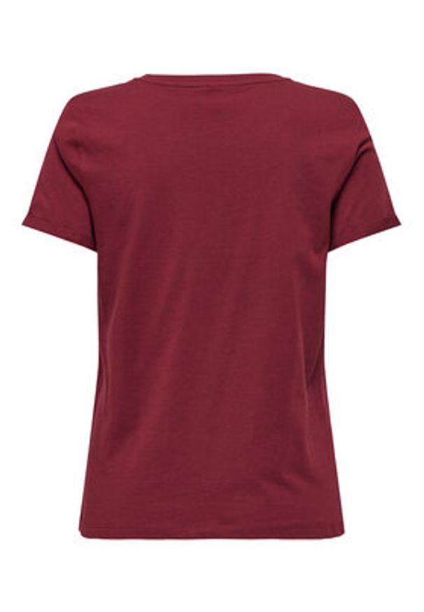 only - ONLY T-Shirt Kita 15244714 Bordowy Regular Fit. Kolor: czerwony. Materiał: bawełna